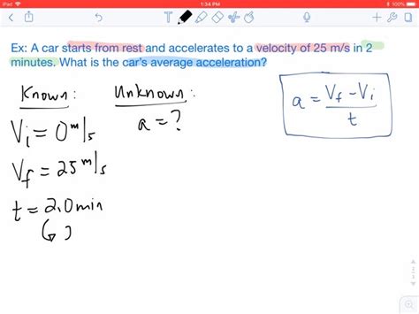 Acceleration Equation Example