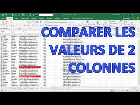 Comparer Colonnes Dans Excel Gr Ce La Fonction Recherchev Youtube