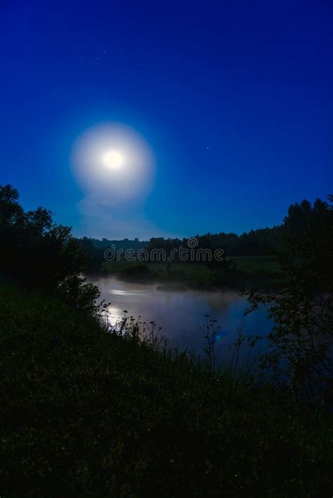 Moonbeam In River Stock Image Image Of Dark Color Glowing