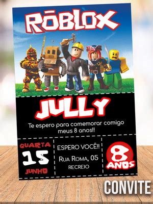 Convite Roblox Tema Digital Compre Produtos Personalizados No Elo