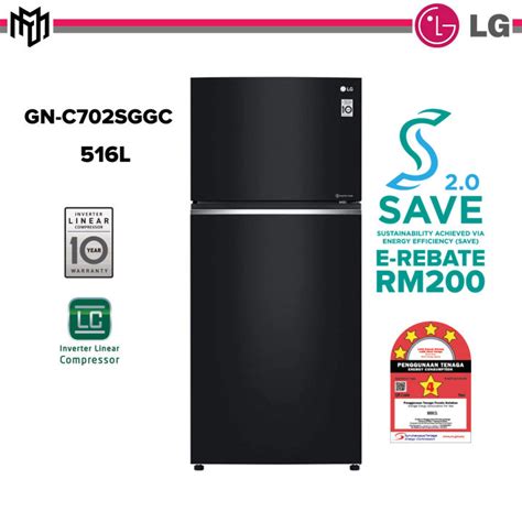 Lg Gn C702sggc 547l Black Curved Class Top Freezer With Inverter Linear Compressor