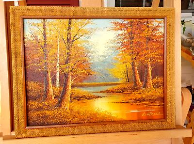 Stunning Phillip Cantrell Original Vintage Oil On Canvas Fall Scene