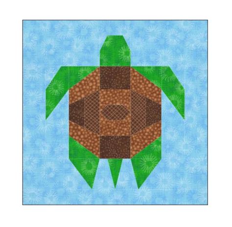 Sea Turtle Quilt Block Paper Pieced Pattern Etsy