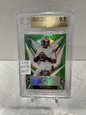 2021 Leaf Valiant Justin Fields Green Autograph Auto Rookie RC 99 BGS