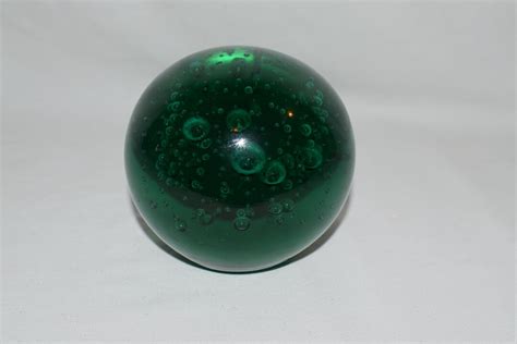 Beautiful Vintage Emerald Green Glass Orb With Bubbles Etsy