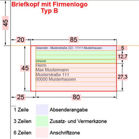 Anschriftfeld im Geschäftsbrief nach DIN 5008