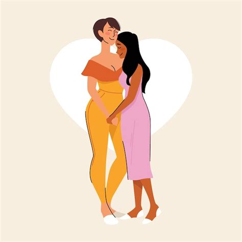 Free Vector Flat Design Lesbian Couple In Love Illustrated