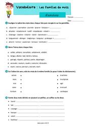 Familles de mots CM1 Exercice évaluation révision leçon pdf à imprimer