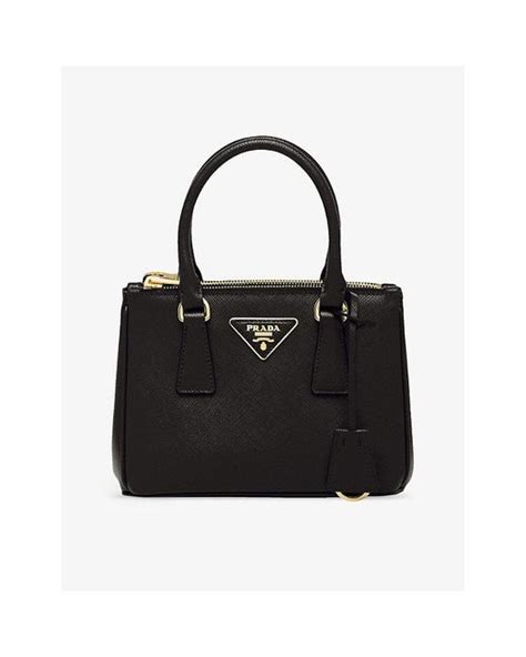 Prada Galleria Mini Saffiano Leather Tote Bag In Black Lyst