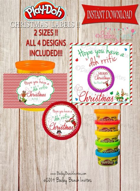 Items Similar To Playdoh Printable Christmas Tags Labels Printable