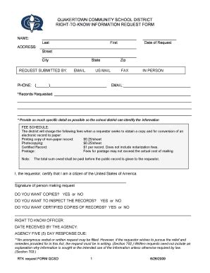 Fillable Online Qcsd Right To Know Request Form Pdf Format