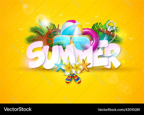 Sommerurlaub Banner Design Mit D Schriftzug Vektorbild