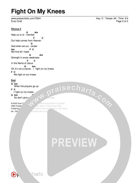 Fight On My Knees Chords PDF (Evan Craft) - PraiseCharts