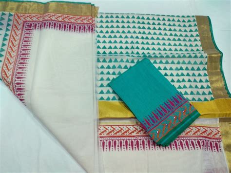 Printed Kerala Kasavu Saree Pure Cotton 6 M At Rs 600 Piece In