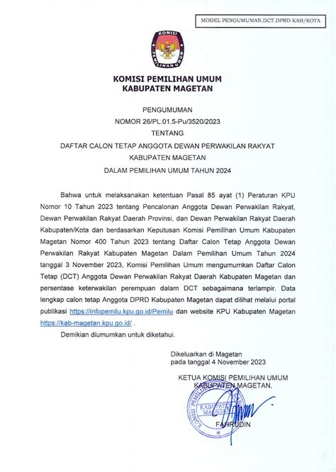 Daftar Calon Tetap Anggota Dprd Kabupaten Magetan Beritatrends