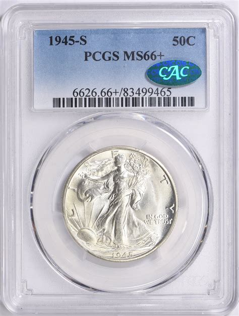 1945 S Walking Liberty Half Dollar PCGS MS 66 CAC Green Item