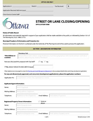 Fillable Online Street Or Lane Closing Opening Application Form City