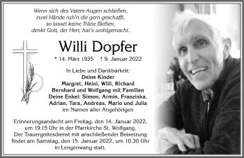 Traueranzeigen von Willi Dopfer Allgäuer Zeitung