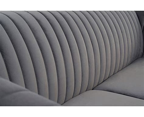 Grey Velvet Seater Sofa With Ribbed Back Homegenies