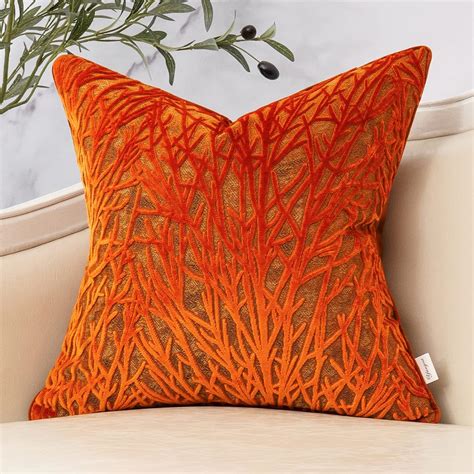 Amazon Yangest Burnt Orange Twigs Throw Pillow Cover Branches