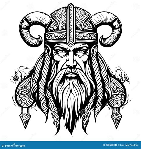 Pretty Lovely Viking Emblem Logo Vector Art Stock Illustration