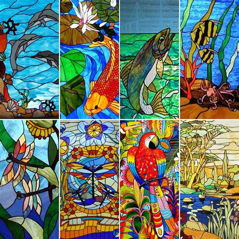 Custom Size Glass Films,stained Glass Window Door Stickers Static Cling