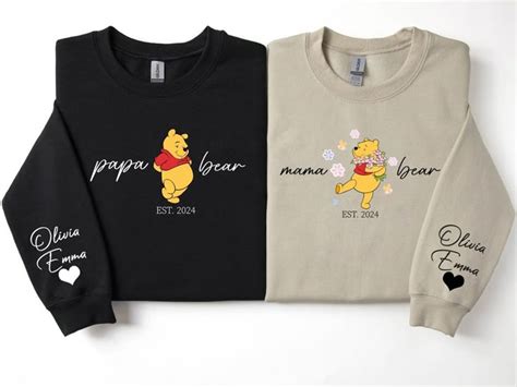 Custom Winnie The Pooh Mama Papa Bear Sweatshirt Mama Papa Est With