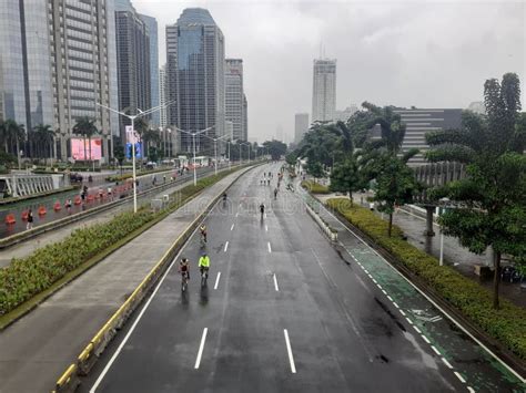 Car Free Day In Jakarta When After Rain Editorial Stock Image Image