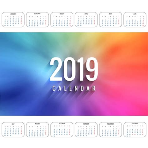 Vector De Plantilla De Calendario Colorido 2019 Moderno Vector Premium