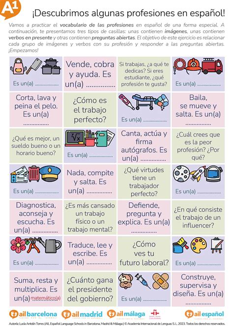 Ejercicio De Espa Ol Para Practicar El Vocabulario De Las Profesiones