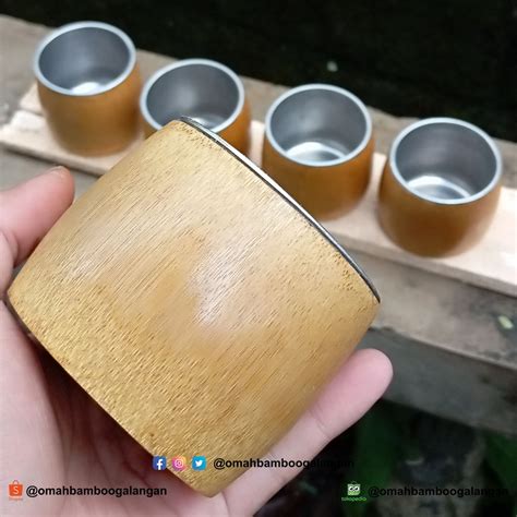 Jual Gelas Cangkir Bambu Tanggung Gelas Cangkir Bambu Model Blenduk