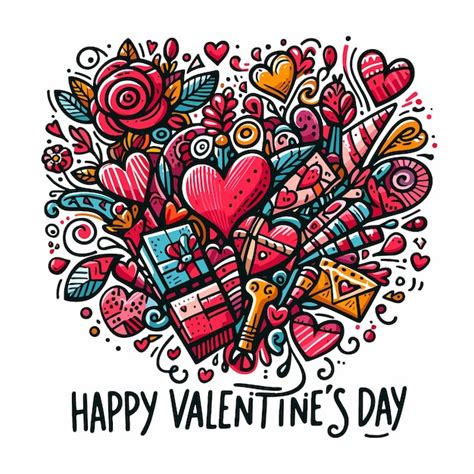 Premium Vector Happy Valentines Day Background Hand Drawn Vector