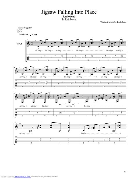 Jigsaw Falling Into Place Guitar Pro Tab By Radio Head Musicnoteslib