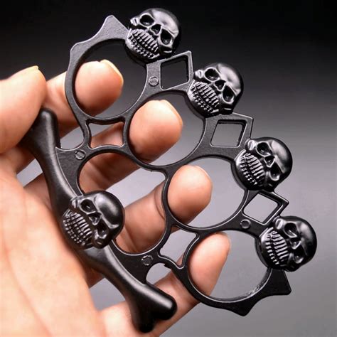 Strong Metal Brass Knuckle Duster Skull Style Four Finger Tiger Outdoo Knuckleduster