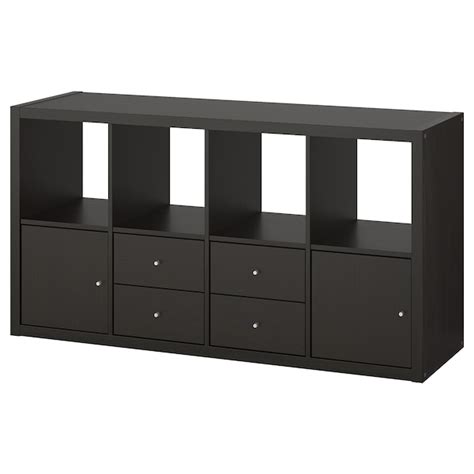 Kallax Black Brown Cube Storage Unit With 4 Inserts 77x147 Cm Ikea