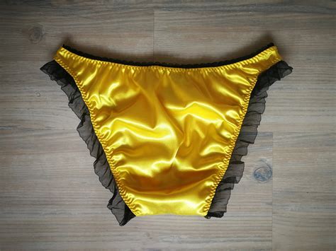 Gorgeous Glossy Yellow Satin Gay Kinky Panties