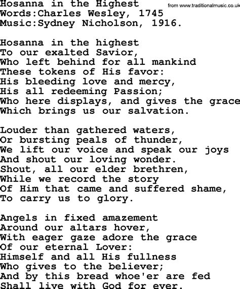 Hosanna In The Highest Lyrics