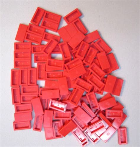 Lego 1x2 Red Flats 50 Pieces 3069 Ebay