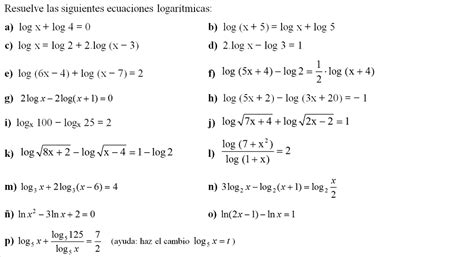 Logaritmos Ecuaciones exponenciales y logarítmicas