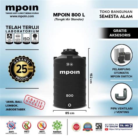 Jual Toren Air Toren Tandon Tangki Air Mpoin Plus 800 Liter Wave Series