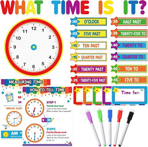 Amazon Seajan Pieces Telling Time Teaching Clock Bulletin Board