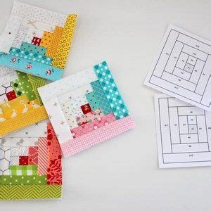 Tiny Log Cabin FPP Quilt Block PDF Pattern Five Size Options Included