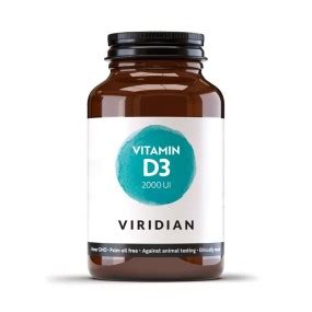 Vegan Vitamin Food Supplement Viridian Vitamin D3 2000 IU 60 Capsules