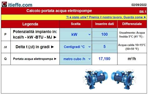 Calcolo Portata Acqua Elettropompe Itieffe