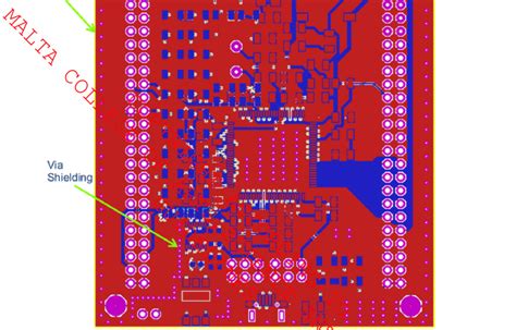 Pcb Layout Showing The Via Shielding Via Stitching Ground Plane And