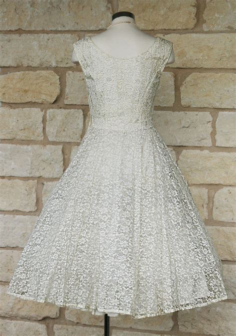 Vintage 1950s 50s Ivory Lace Silver Metallic Formal Party Etsy