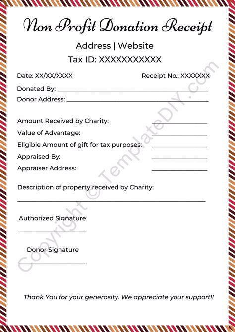 Non Profit Donation Receipt Template Printable [Pdf & Word] in 2022 ...