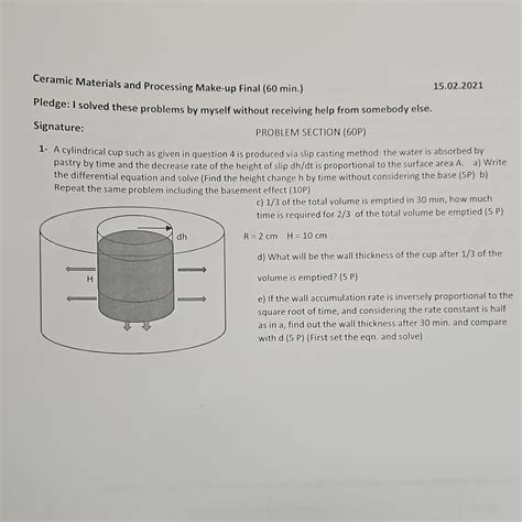 Solved Ceramic Materials and Processing Make-up Final | Chegg.com 