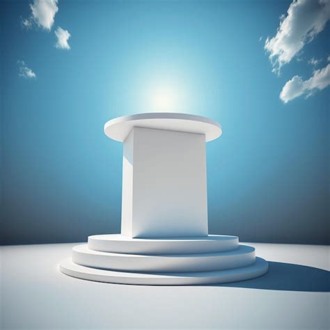 Premium Photo White Podium With Sky Background For Product Placement