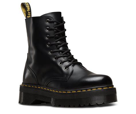 Dr Martens Jadon Black Polished Smooth Double Platform Sole Boots